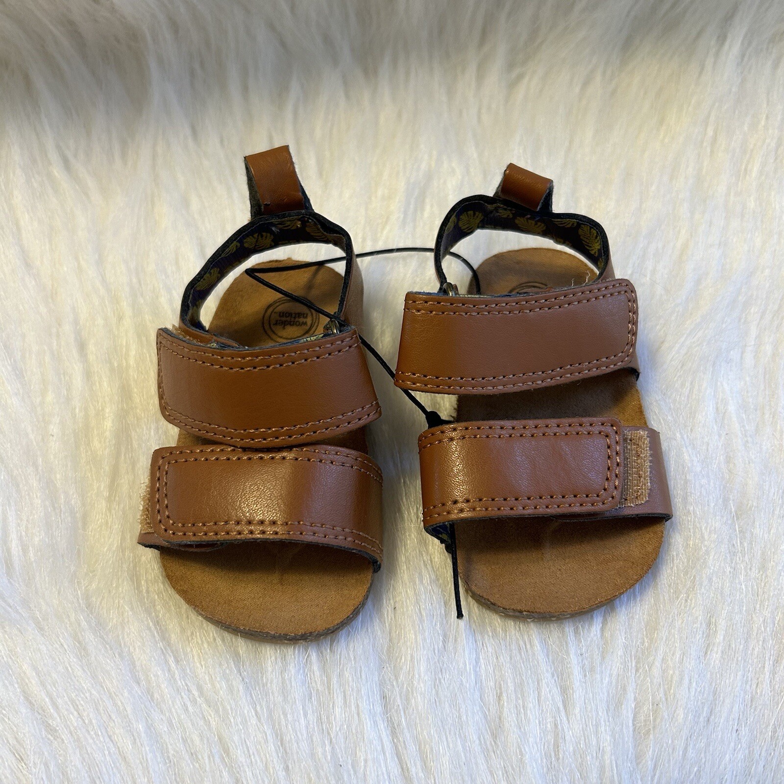Wonder Nation Baby Sandals Size 2 Brown Adjustable Open Toe Lightweight Shoes