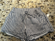 7/8 Abercrombie Kids Girls Blue White Striped High Rise Shorts