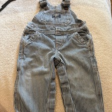 Oshkosh B Gosh Vestbak Overalls Y2K Hickory Stripe Railroad 9 Months Youth