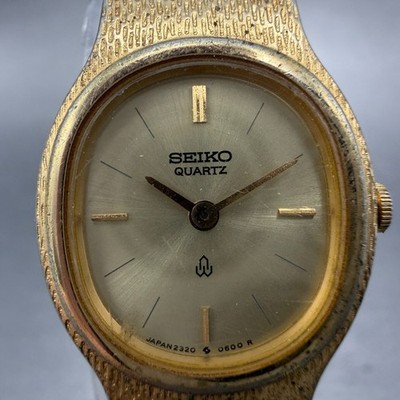 Seiko Watch Women 20mm Champagne Dial Gold Tone Oval 2320-5350 New