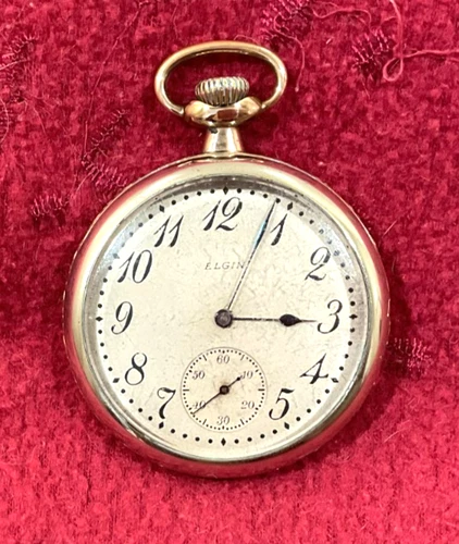 Antique 1921 Elgin 7 Jewels Model 7 Pocket Watch Size 16 Runs Great!