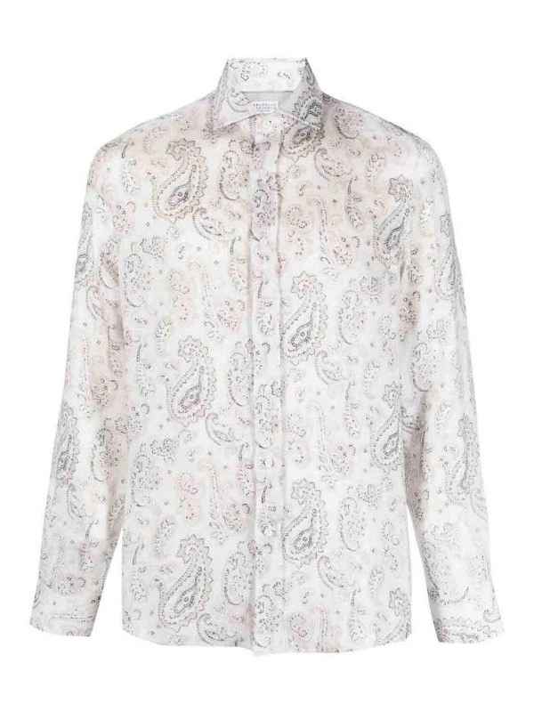 BRUNELLO CUCINELLI MEN'S WHITE PAISLEY LINEN SHIRT MSRP $1045
Opens in a new window or tab