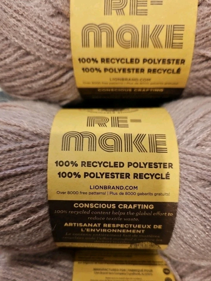 (3 Pack) Lion Brand Yarn Re-Make Recycled Worsted Yarn Dusty Lilac  - Image 2 of 4