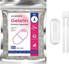 Empty Capsules Size 4 100 count,Clear Empty Gelatin Capsules Kosher,Halal and N