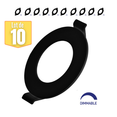 Dalle LED dimmable 4W 6500K noir IP40 lot de 10 encastrables pour plafond