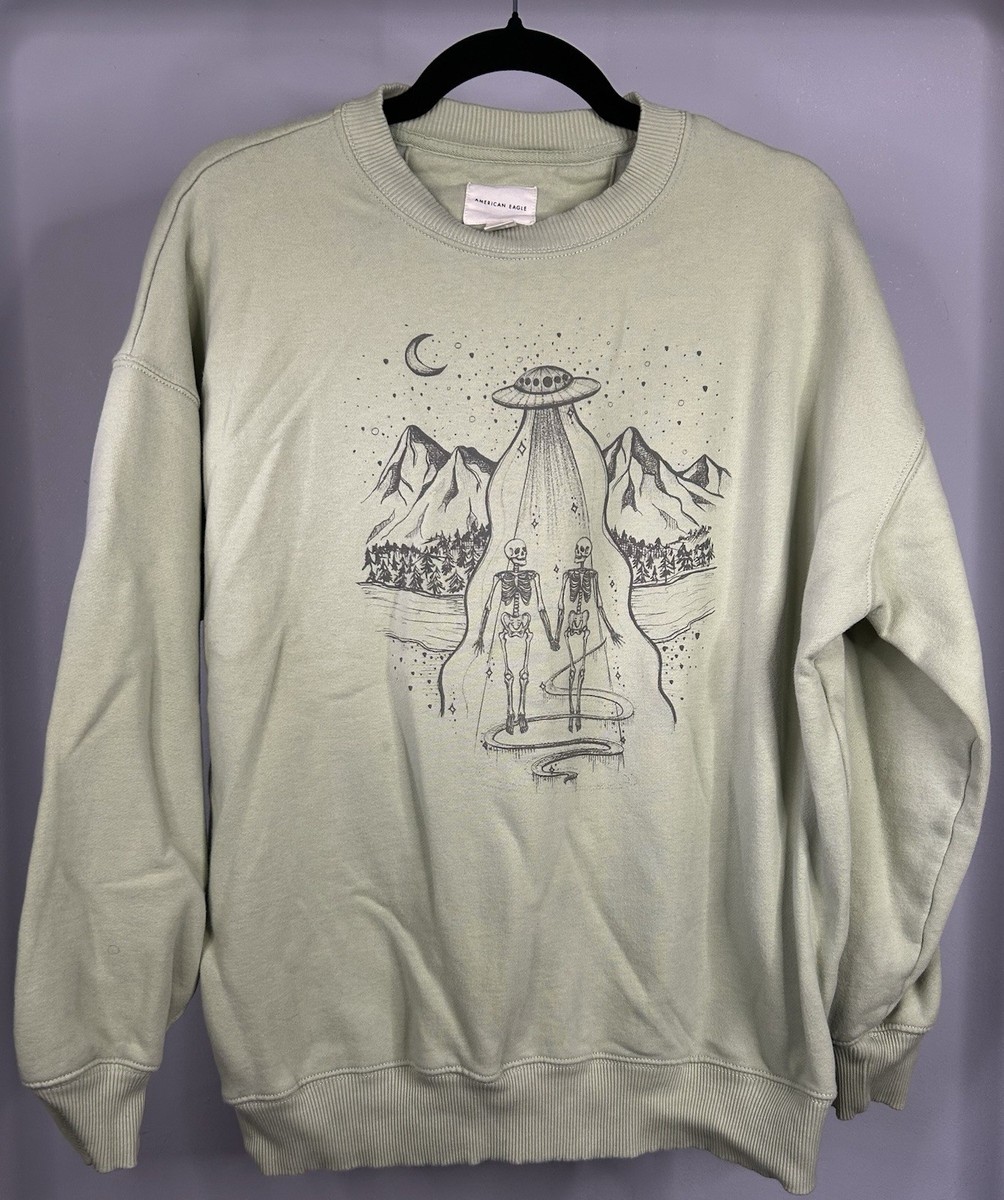 American Eagle Graphic Print Oversized Crewneck Sweatshirt Women's