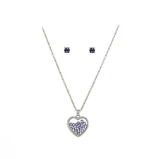 The Skyline Collection February Birthstone Purple Amethyst Heart Jewelry Set