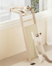 Cat Window Perch with Scratching Pad,51'' Climbing Tree Include Hammock Cat Ladd