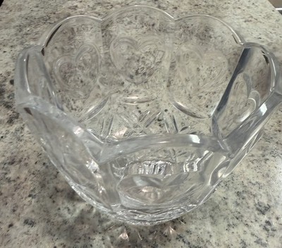 90 s Heart Lead Crystal Bowl -Cherish- Fifth Avenue Crystal - Vintage 4  X 5.25 