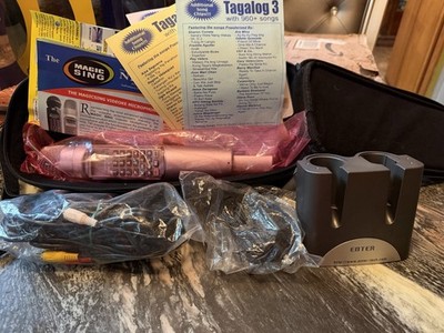 Magic Sing II Enter Tech Karaoke Set. Microphone cartridge, Case, Wires & Stand