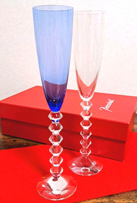 Baccarat Vega Flutissimo Blue Clear Flute Champagne Glass