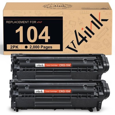 v4ink 2PK Compatible 104 Toner Cartridge Replacement for Canon 104 CRG-104 FX-9