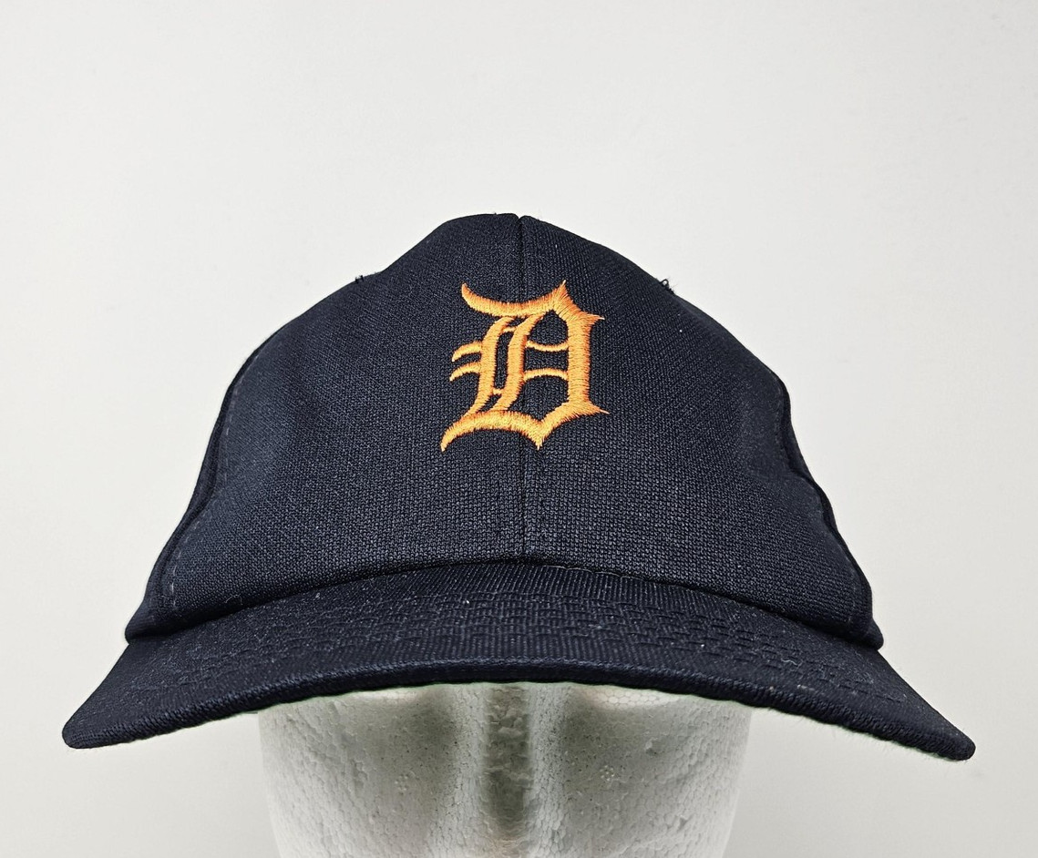 Vintage Detroit Tigers Hat Cap Snap Back Blue MLB Baseball Mens One Size 80s