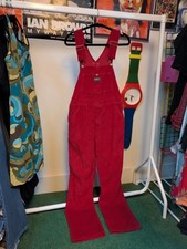 Rare Vintage Oshkosh bright red corduroy dungarees jumpsuit chunky cord