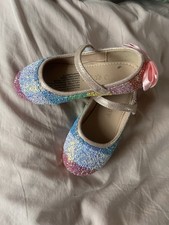 Gorgeous Girls Glittery Rainbow Party Shoes Size 24 Or 7 Only Worn Twice VGC