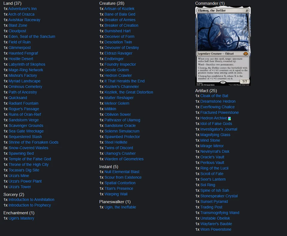 Custom Commander Deck EDH Colorless Eldrazi Ulamog, the Defiler MTG w/ Deck Case - Image 2 of 4