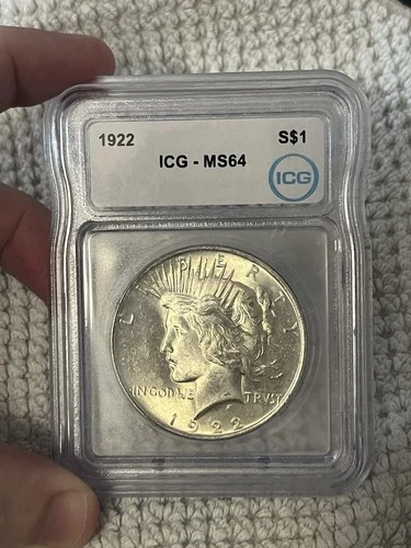 1922  Peace Dollar ICG MS64 Silver $1 Uncirculated Strong Luster