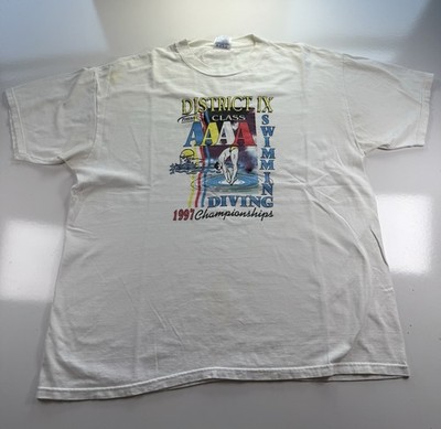 Vintage 1997 FHSAA District IX Swim diving T-Shirt Hanes Made in USA XL tee