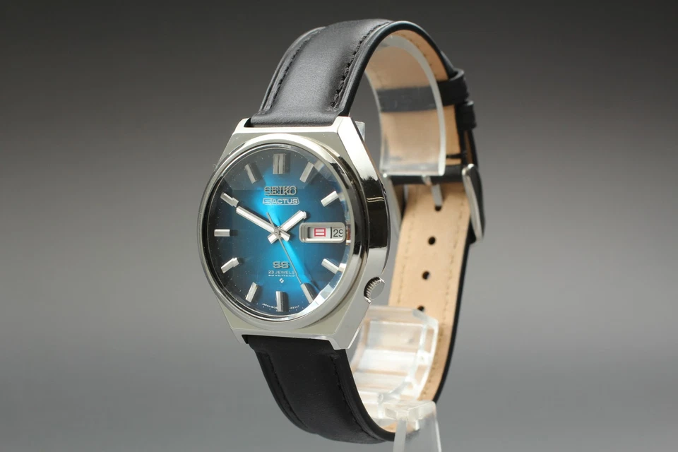 [Почти как новый] Винтажный 1975 SEIKO 5 Actus SS 6106-8690 синий кандзи 38 мм авто мужской Японии - Изображение 2 из 4