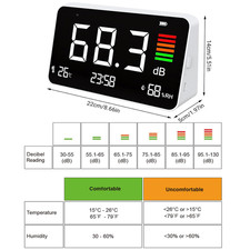 Decibel Meter Sound Level Meter 30-130 dB Noise Meter Temp& Humidity LED Display