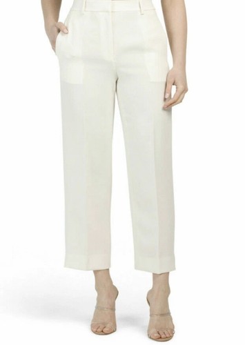 NWT THEORY 6 high waist pants slacks trousers straight Rice crepe cream $335 