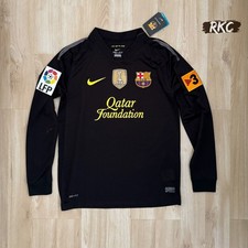 Barcelona 2011/12 Away Black Long Sleeve Retro Soccer Jersey Messi #10