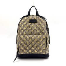GUCCI GG Supreme bee Backpack black beige Leather PVC 427042