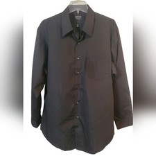 Arrow Mens Dress Shirt Black Long Sleeve Fitted Wrinkle Free XXLarge 34 35