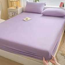 Fitted Bed Sheet with Elastic Bands Luxury Mattress Cover Single Double King Que