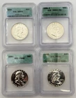 Lot of 4 Franklin Half Dollars 50C ICG PF66 1950 1959-D 1961 1962 Silver Coin