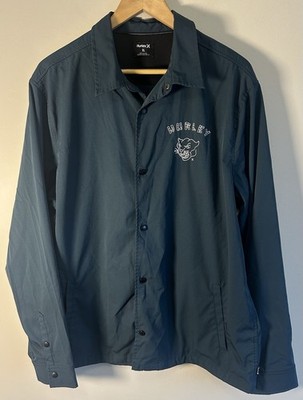 Hurley Men's Snap Button Down Jacket Size XL Embroidered Puma Logo Shacket EUC