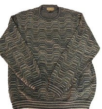Tricots St Raphael Sweater Mens XL Multicolor Geometric Chevron Knit 100 Cotton