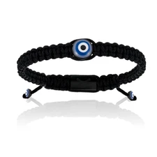 Black Nylon bracelet with Black lucky Evil Eye