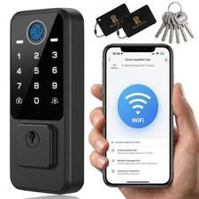 WiFi Smart Door Lock - Keyless Entry Door Lock for Front Door, Fingerprint Do...