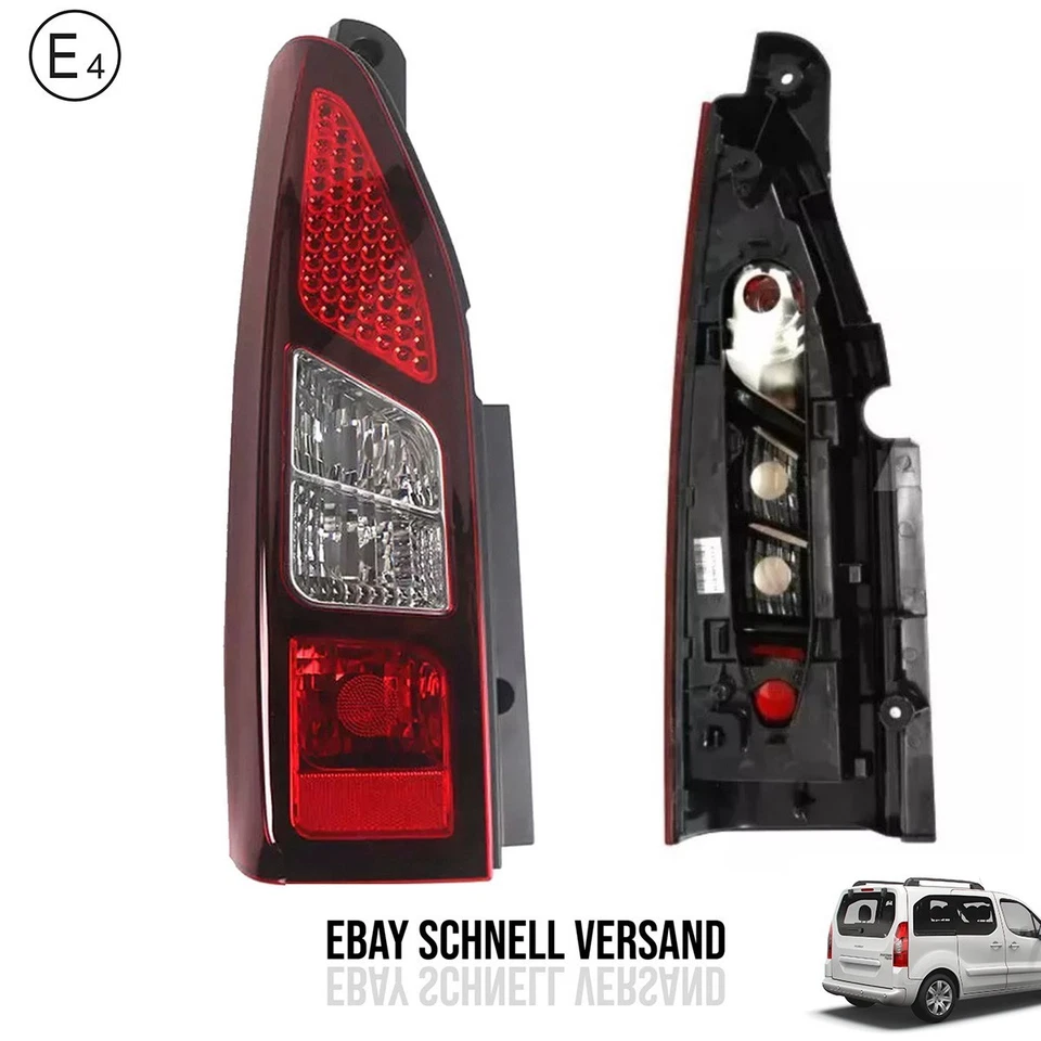 2x Rear Light For Citroen Berlingo Peugeot Partner Tepee Rear Lamp 9677205080 E - Image 3 of 4