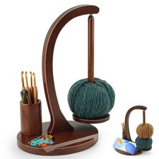 Yarn Spinner for Crocheting with Phone Stand  Accessory Storage - Brown Holder