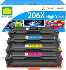 206X Toner Cartridges 4 Pack High Yield: MFP M283cdw M255dw M283fdw 206A Set Com