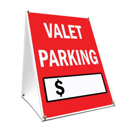 #ad A frame Sidewalk Valet Parking With Price Sign With Graphics On Each Side $29.99