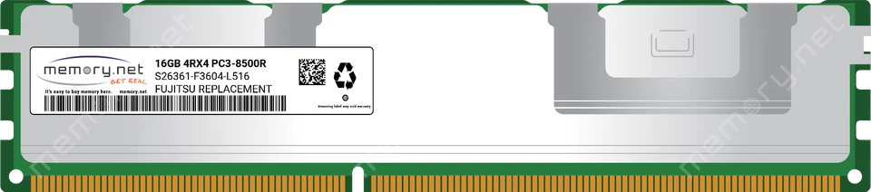 Fujitsu 16GB 4Rx4 DDR3 PC3-8500R 1066MHz 240-Pin Server Memory S26361-F3604-E516 - Image 2 of 2