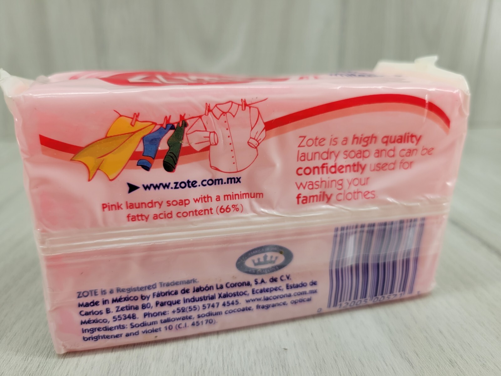 1 BAR Zote Laundry Soap Pink 14.1 oz LG BAR Cleans Makeup Brushes