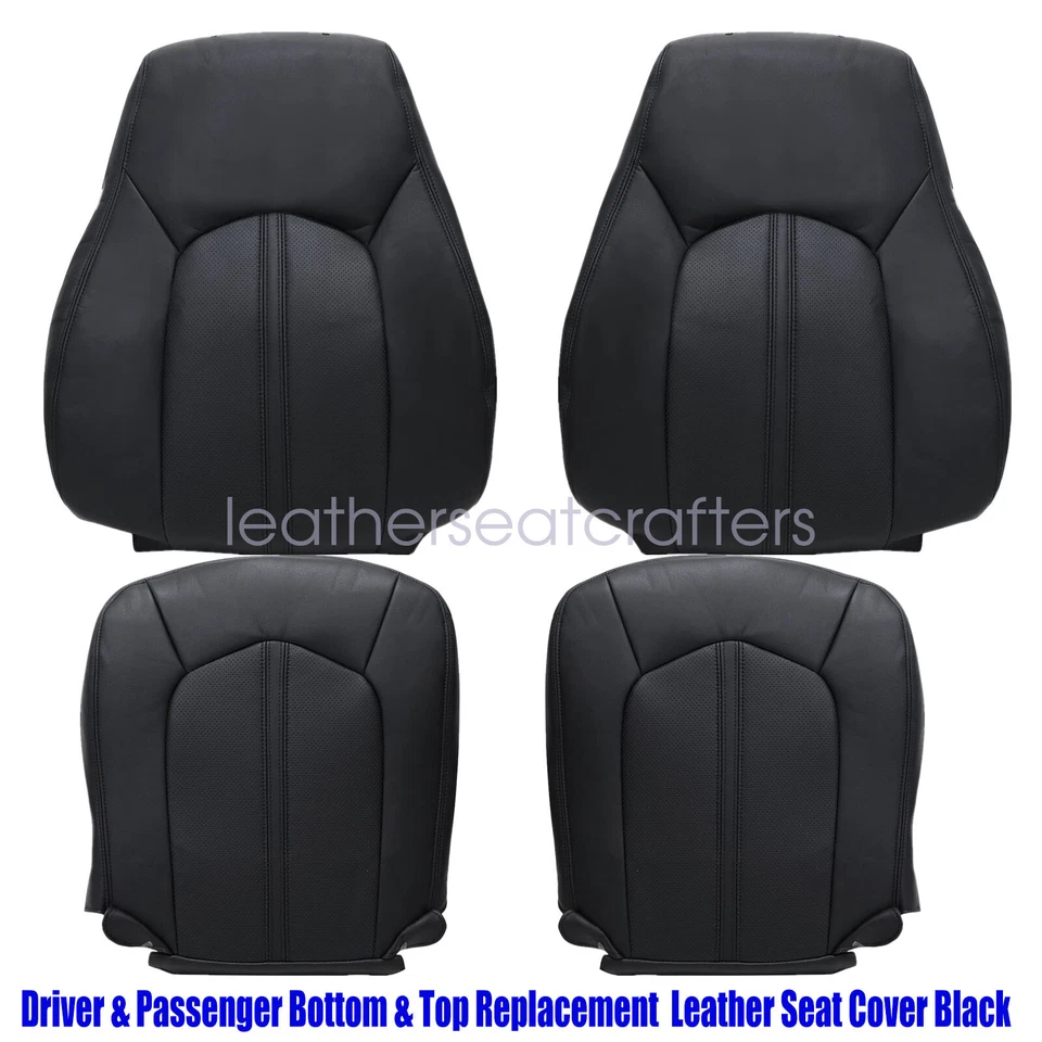 2008-2013 For Cadillac CTS Driver&Passenger Bottoms-Tops Perf Leather Cover Blk - Imagem 4 de 4