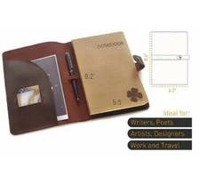notebook book cover jacket slipcase pen Holder cow Leather card bag brown W105