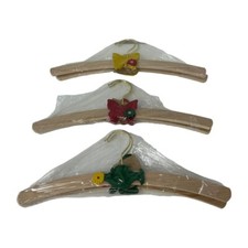 KIDS WOODEN HANGERS HANDMADE HAND PAINTED SET OF SIX TOXIC FREE