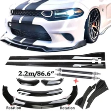 Fits 15-22 Dodge Charger SRT Front Bumper Lip Splitter Spoiler Side Skirt Str X+