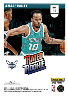 AMARI BAILEY RC 2023-24 Panini Instant Rated Rookie PR:715 #42