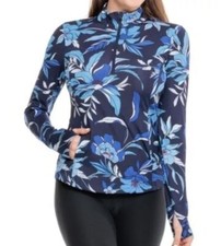 NEW Tommy Bahama Active Womens 1/4 Zip Top Shirt Golf Tennis Floral Blue M NWT