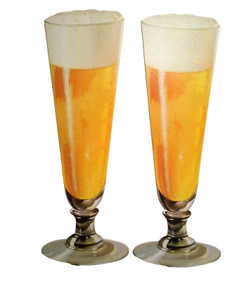 Set of 2 Tall Beer Glass Thick Cardboard Signs Vintage Bar Decor 15'' Tall UNUSED