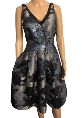White House Black Market Fit Flare Dress Sz Brocade Cocktail Party 