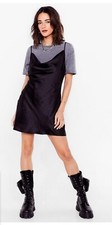 NWOT Nasty Gal Satin Cowl Neck Mini Dress Size 4 in Black