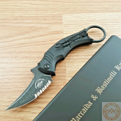Bastinelli Creations Mako Folding Knife 2.75'' D2 Tool Steel Blade Black Handle